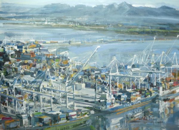 Oil painting of the Delta Ports by oil painter leanne m christie