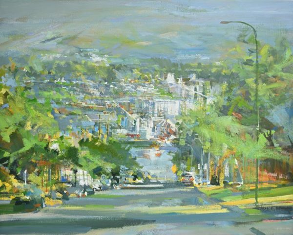 urban original painting of the North Shore from Renfrew street