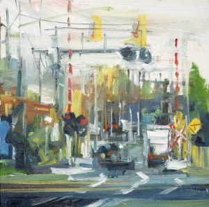 The luck of the draw original oil painting railway crossing leanne m christie