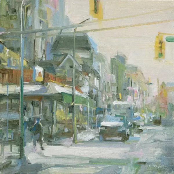 Painting of the sunrise market, Chinatown vancouver