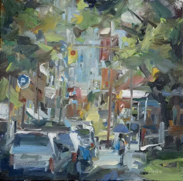 Christie original painting of corner in Chinatown